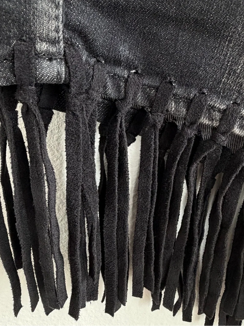NWT BLANKNYC Black Fringe Denim Shorts Size 25 Festival Boho Western